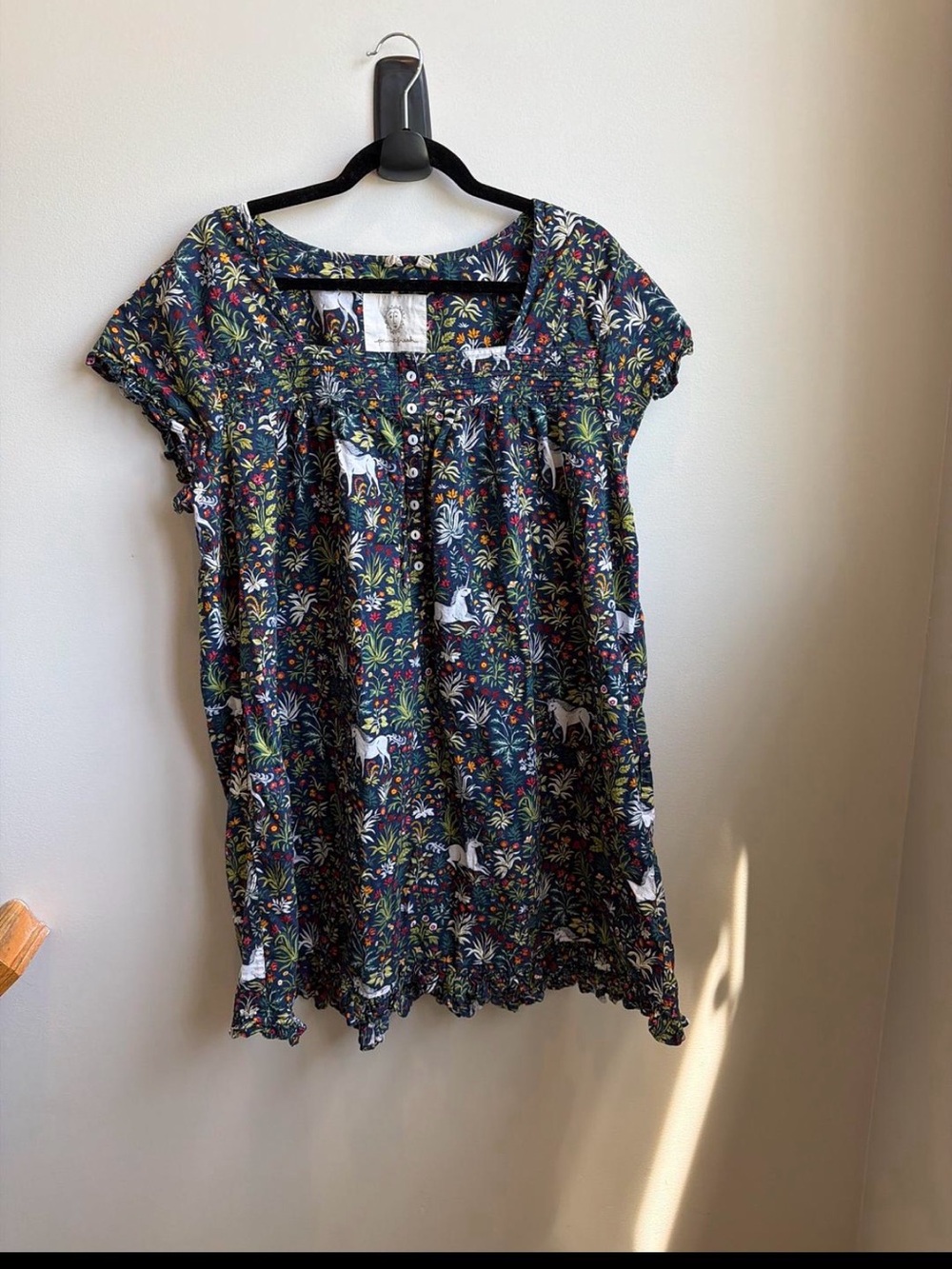 Printfresh Unicorn’s Garden Pintuck Sleep Dress. Size XL